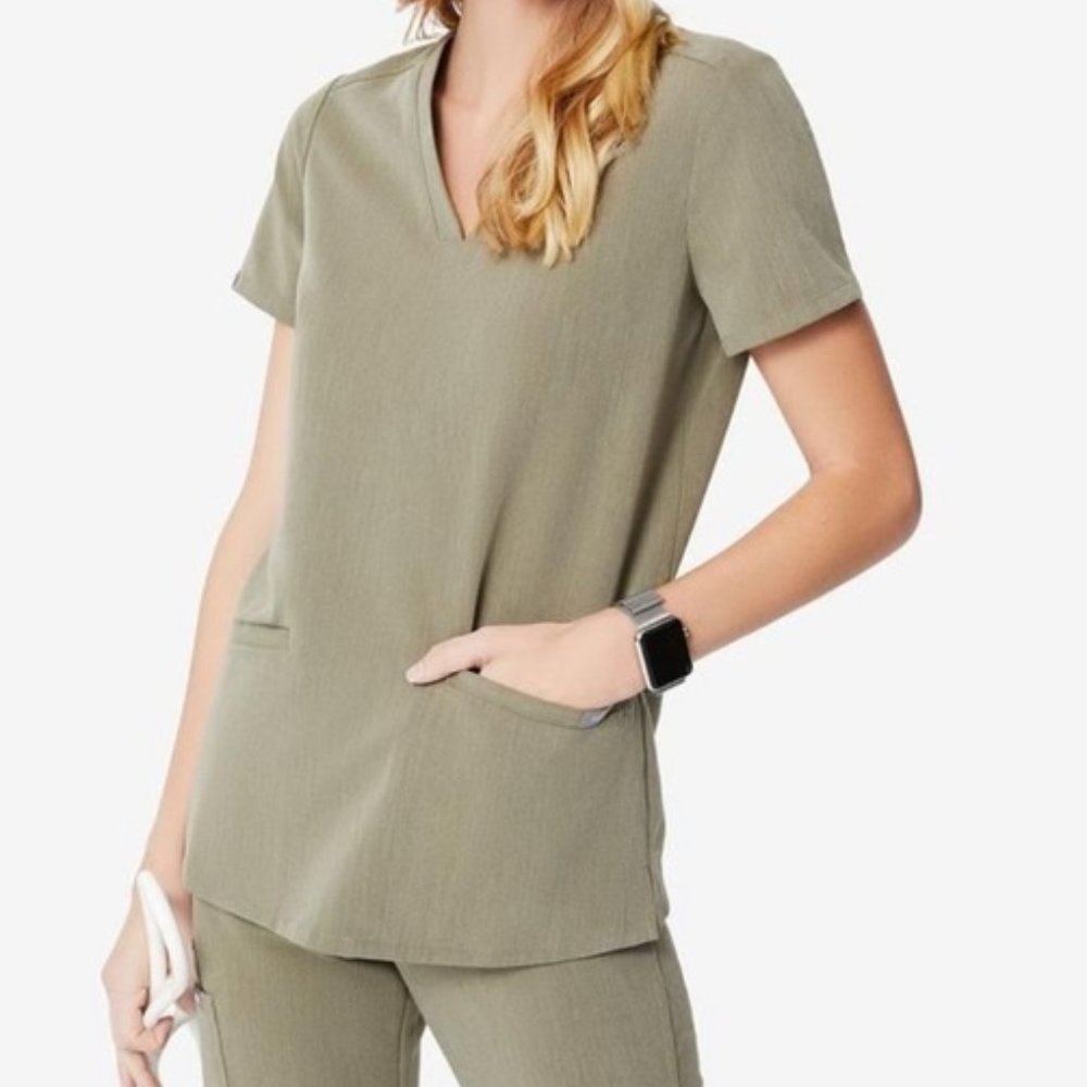 FIGS Heather Olive Casma Scrub Top XS